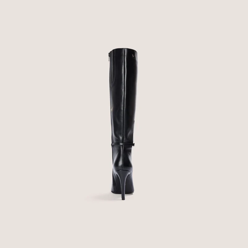 Juni Kniehohe Lederstiefel - Schwarz