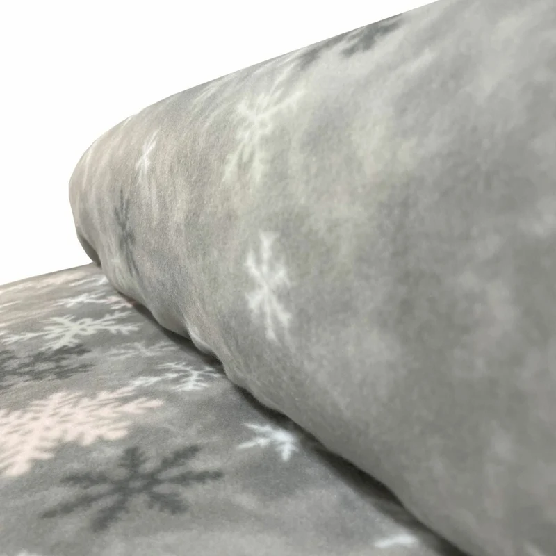 Thermo Fleece Bettwäsche "Crystal Grey", Schneeflocken, Winter, Reißverschluss, 80x80 cm Kissenbezug