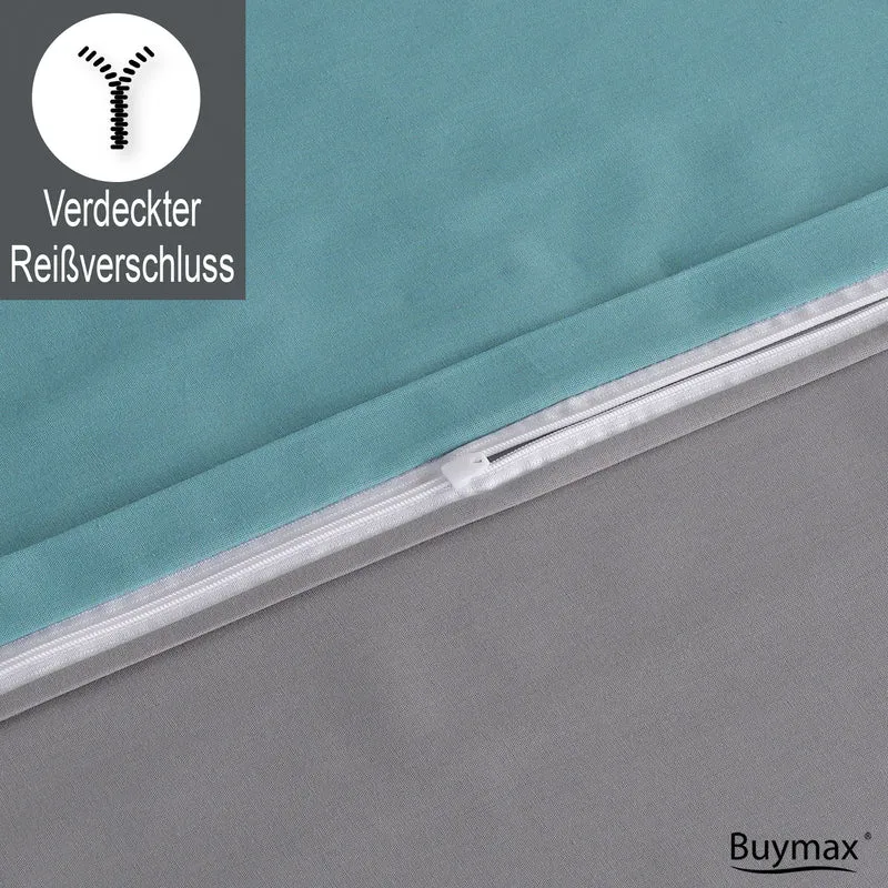Renforcé Wende-Bettwäsche Set, 100% Baumwolle, Reißverschluss, 80x80 cm Kissenbezug
