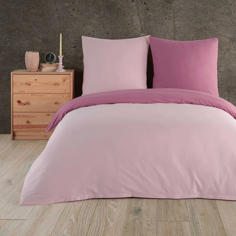 Renforcé Wende-Bettwäsche Set, 100% Baumwolle, Reißverschluss, 80x80 cm Kissenbezug