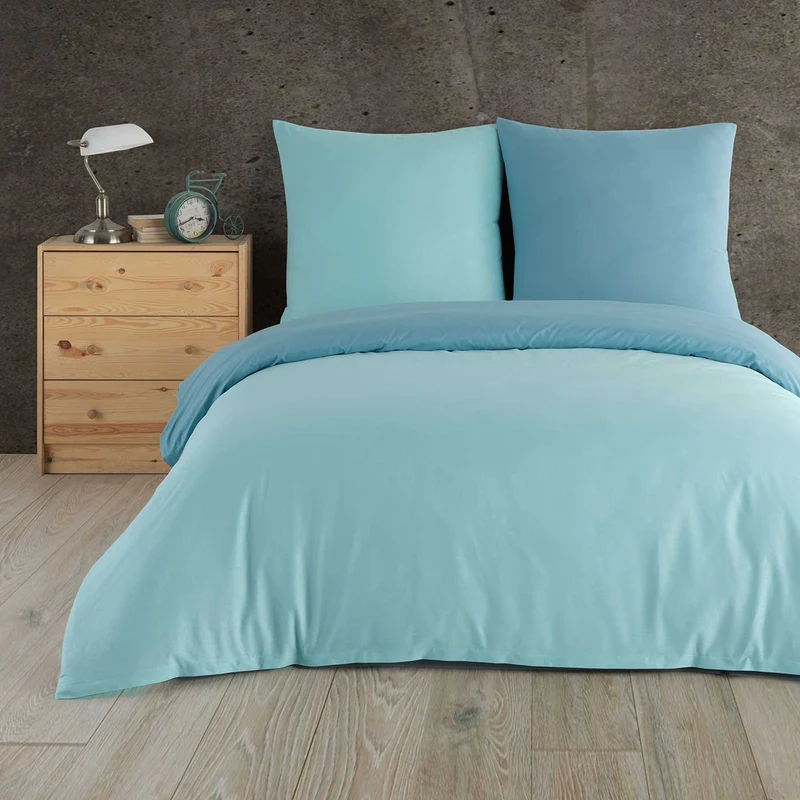 Renforcé Wende-Bettwäsche Set, 100% Baumwolle, Reißverschluss, 80x80 cm Kissenbezug