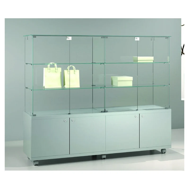 Casa Padrino Luxus Ladenvitrine 117 x 40 cm H. 130 cm mit Glasplatte - Ladeneinrichtung - Boutique Möbel - Made in Italy