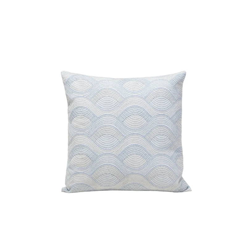 Housse de coussin KAMARIE blanc et ciel