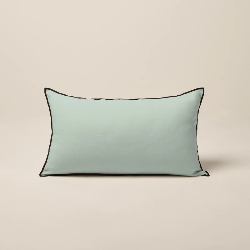 Housse de coussin CARLINA tilleul et bourdon noir