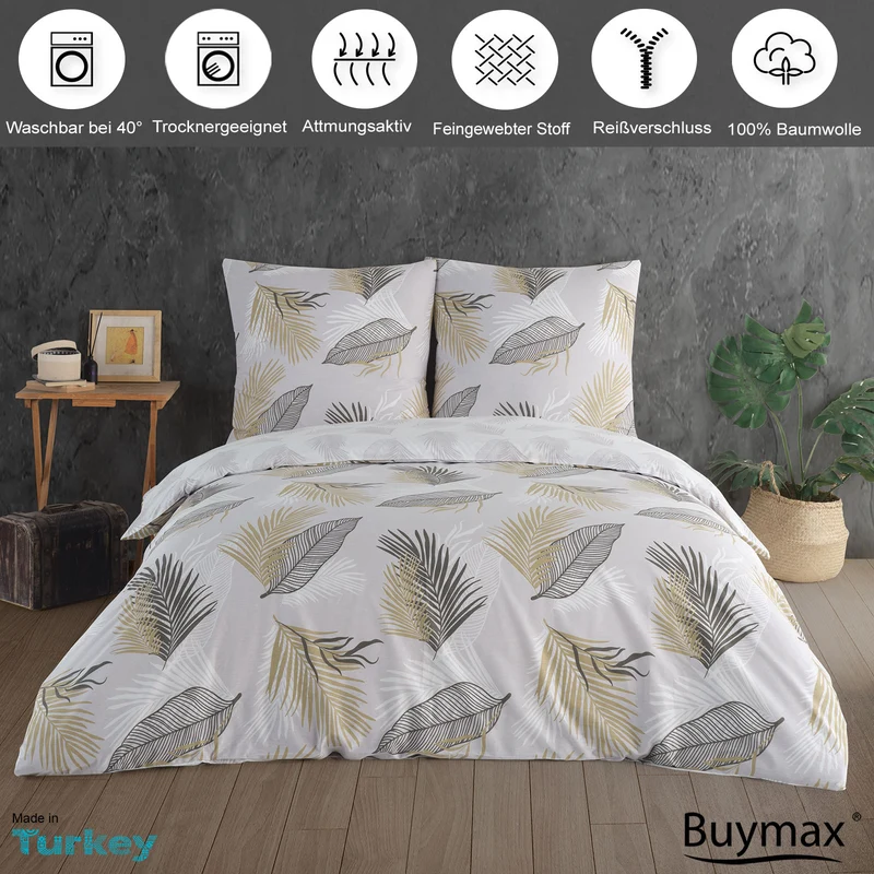 Renforcé Bettwäsche Set "Sonella", 100% Baumwolle, Reißverschluss, 80x80 cm Kissenbezug