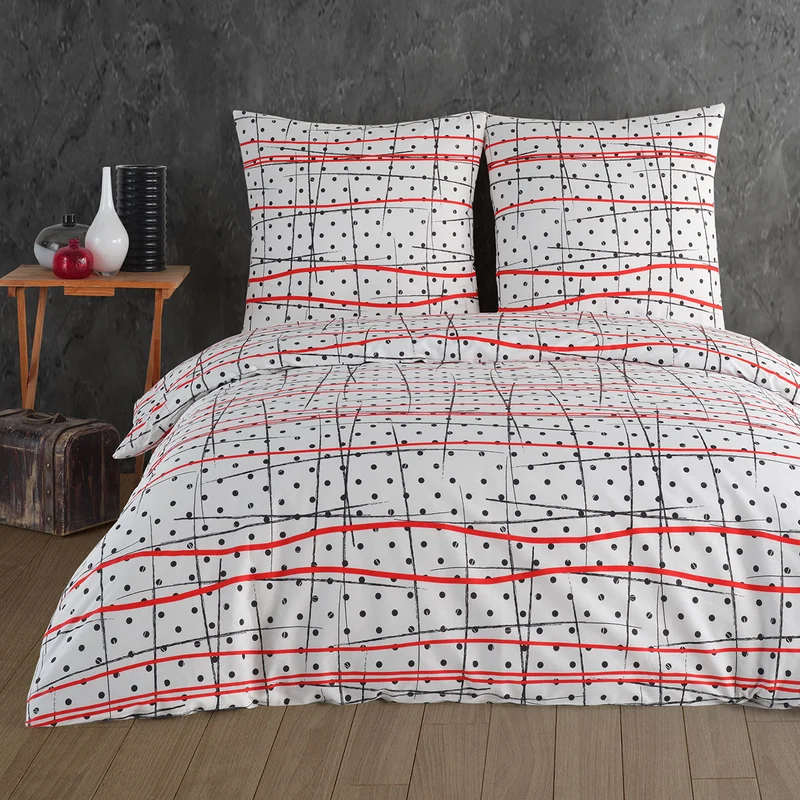 Renforcé Bettwäsche Set "Lara", 100% Baumwolle, Reißverschluss, 80x80 cm Kissenbezug