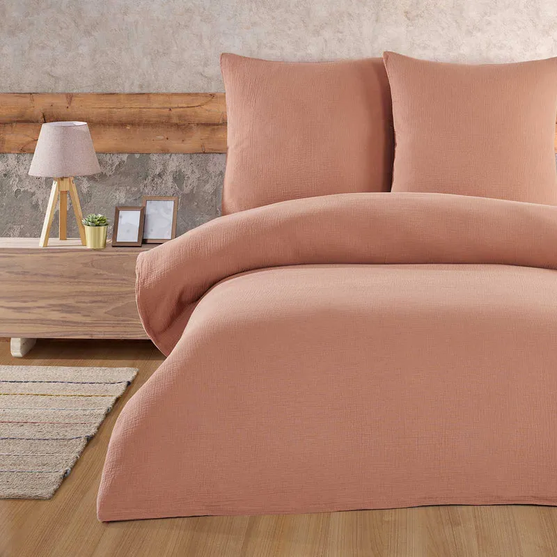 Musselin Bettwäsche Set, Uni, 100% Baumwolle, Kissenbezug 80x80cm