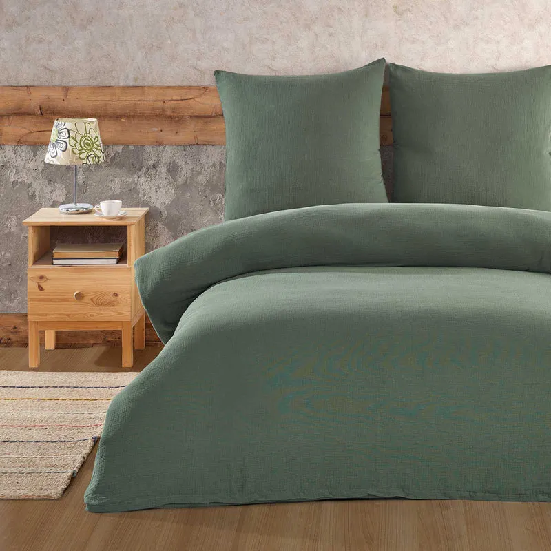 Musselin Bettwäsche Set, Uni, 100% Baumwolle, Kissenbezug 80x80cm