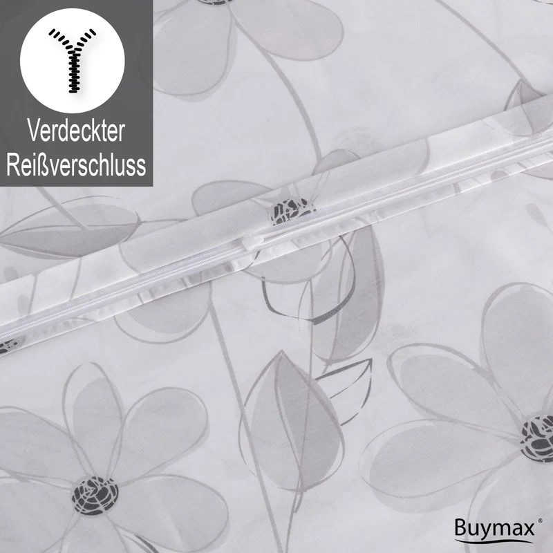 Renforcé Bettwäsche "Larissa", Blumen, 100% Baumwolle, Reißverschluss
