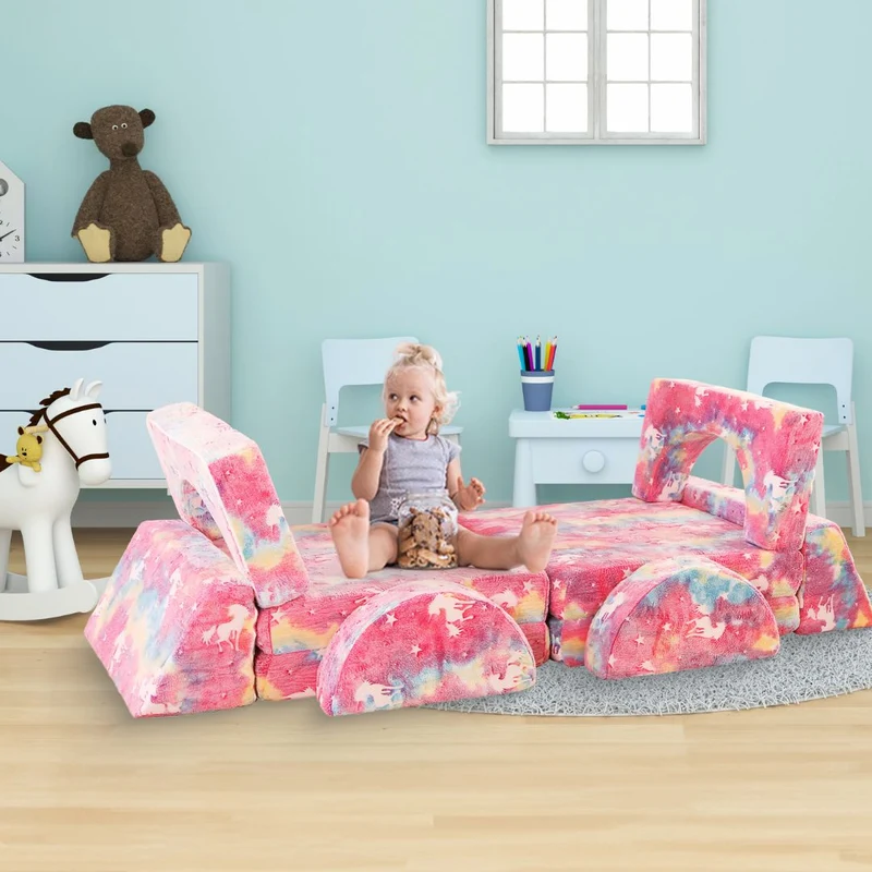 Spielcouch-Sofa für Kinder – 10-teiliges Set für Schlaf- und Spielbereich