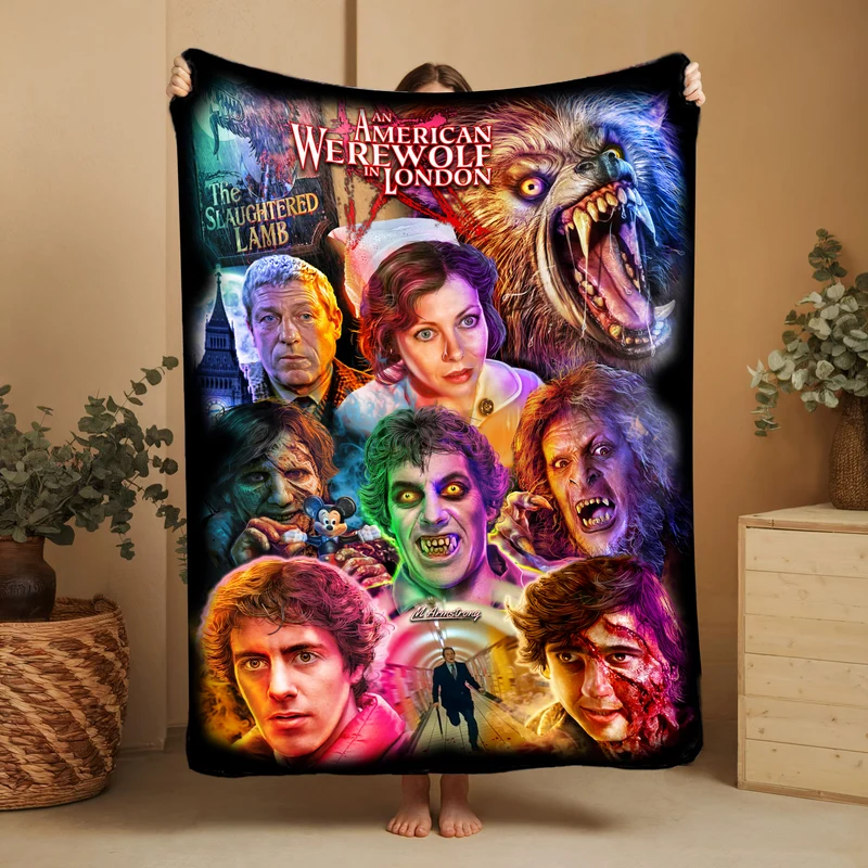 Horror Movie Blanket - Slaughtered Lamb American Werewolf - Luxury Twin / Double Velveteen Fleece Blanket