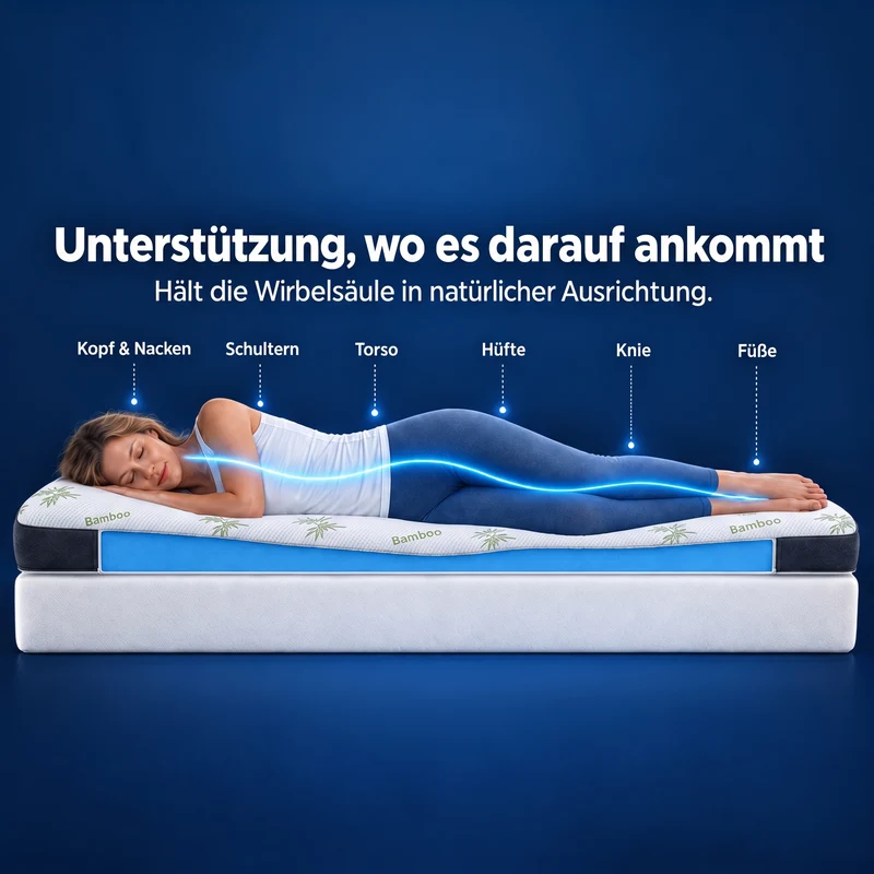 Premium+ Komfort Topper - Matratzen-Topper mit Gel-Memory-Schaum