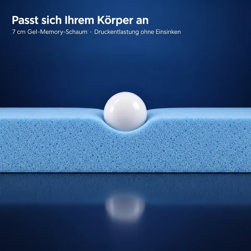 Premium Plus Komfort Topper - Matratzen-Topper mit Gel-Memory-Schaum