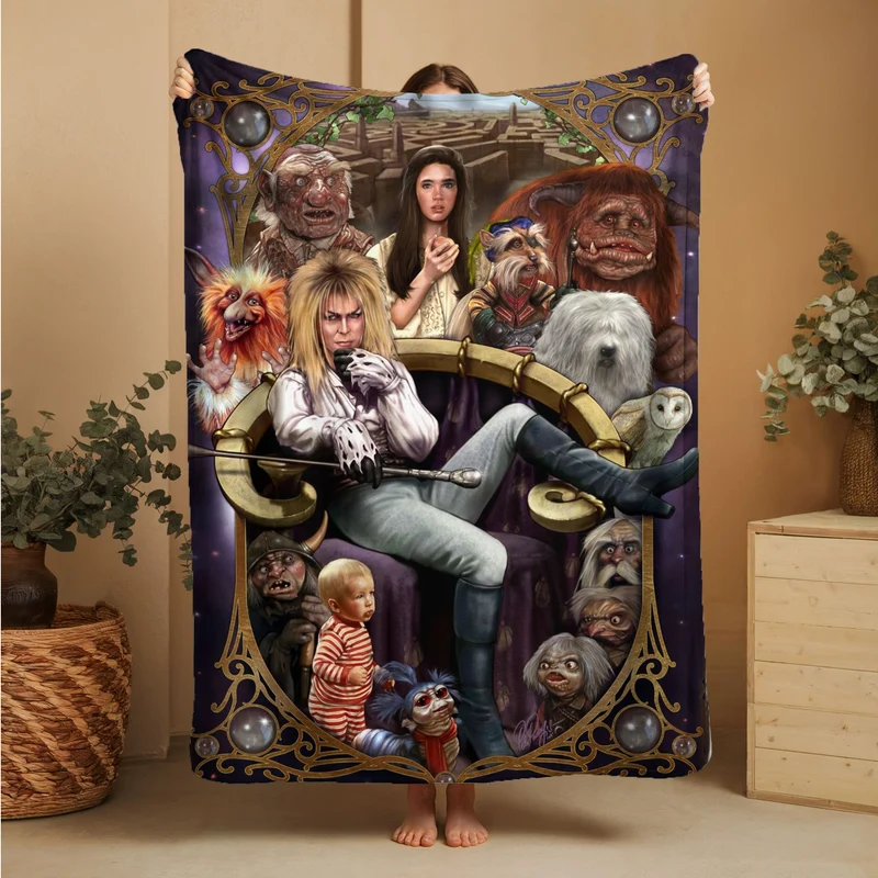 Horror Movie Blanket - Labyrinth Blanket - Luxury Twin / Double Velveteen Fleece Blanket