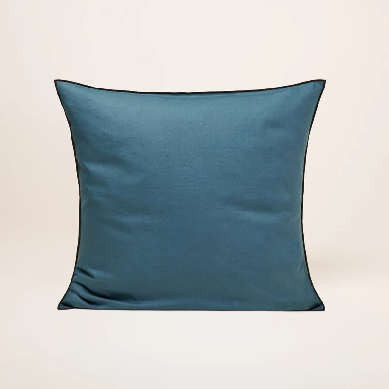 Lot de 2 taies d'oreiller CARLINA pétrole et bourdon noir