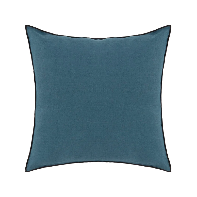 Lot de 2 taies d'oreiller CARLINA pétrole et bourdon noir