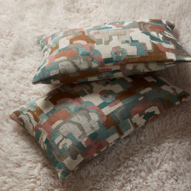 Housse de coussin MOHIRA beige et multicolore