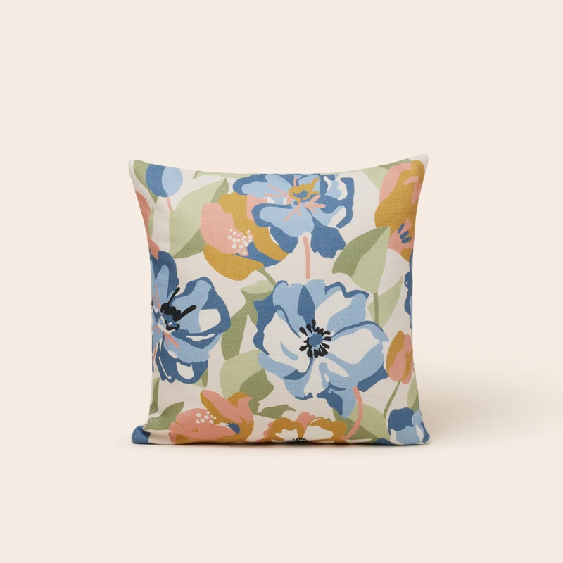 Housse de coussin ADELISE ecru et bleuté