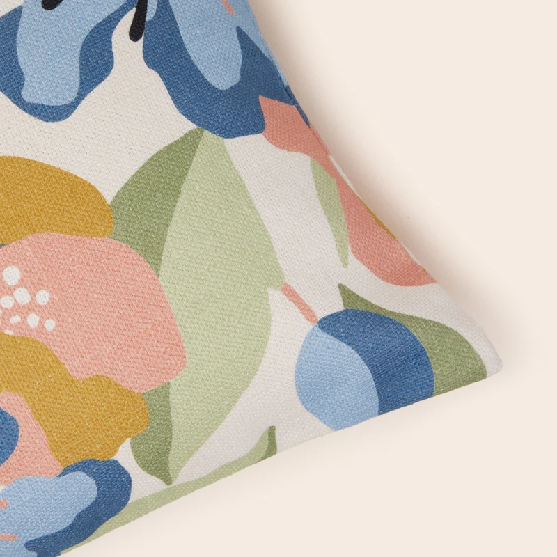 Housse de coussin ADELISE ecru et bleuté