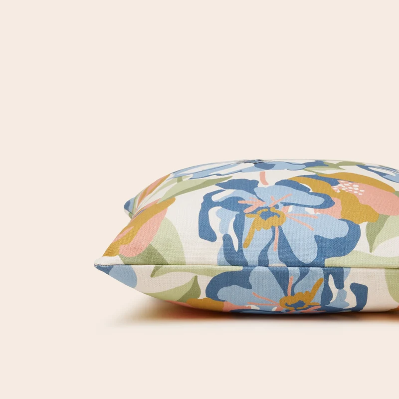 Housse de coussin ADELISE ecru et bleuté