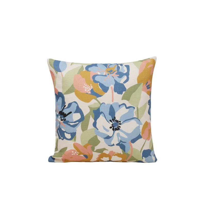 Housse de coussin ADELISE ecru et bleuté