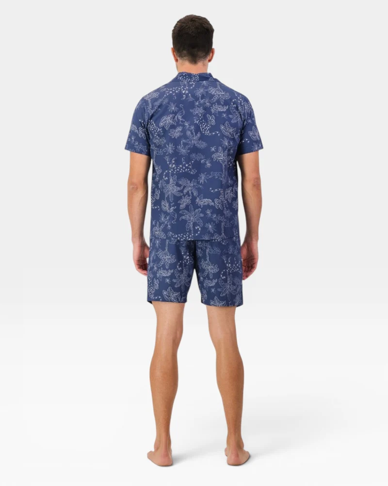 Men's short pyjamas – Tropical Leopard Navy
