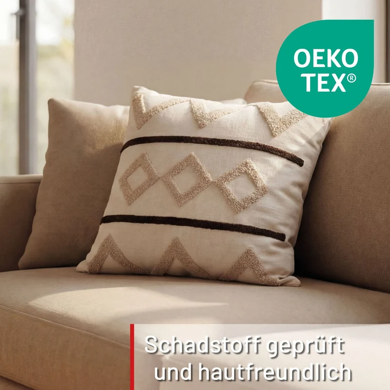 Dekokissen Tribal Pattern Beige 45x45 cm mit Füllung | OEKO-TEX®