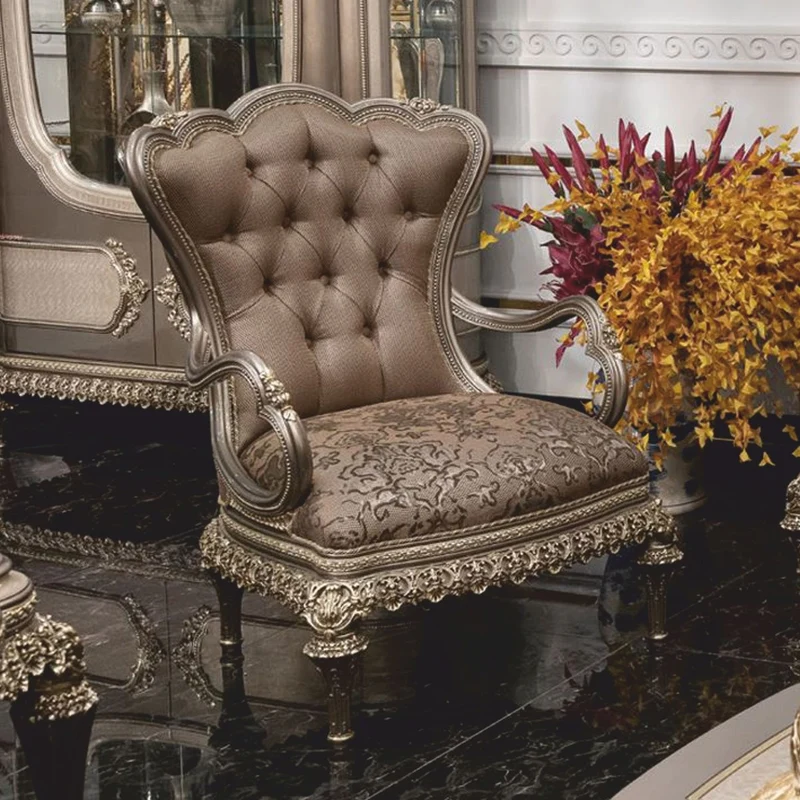 Casa Padrino Luxus Barock Sessel Grau / Silber - Barock Wohnzimmer & Hotel Sessel - Prunkvolle Barock Möbel
