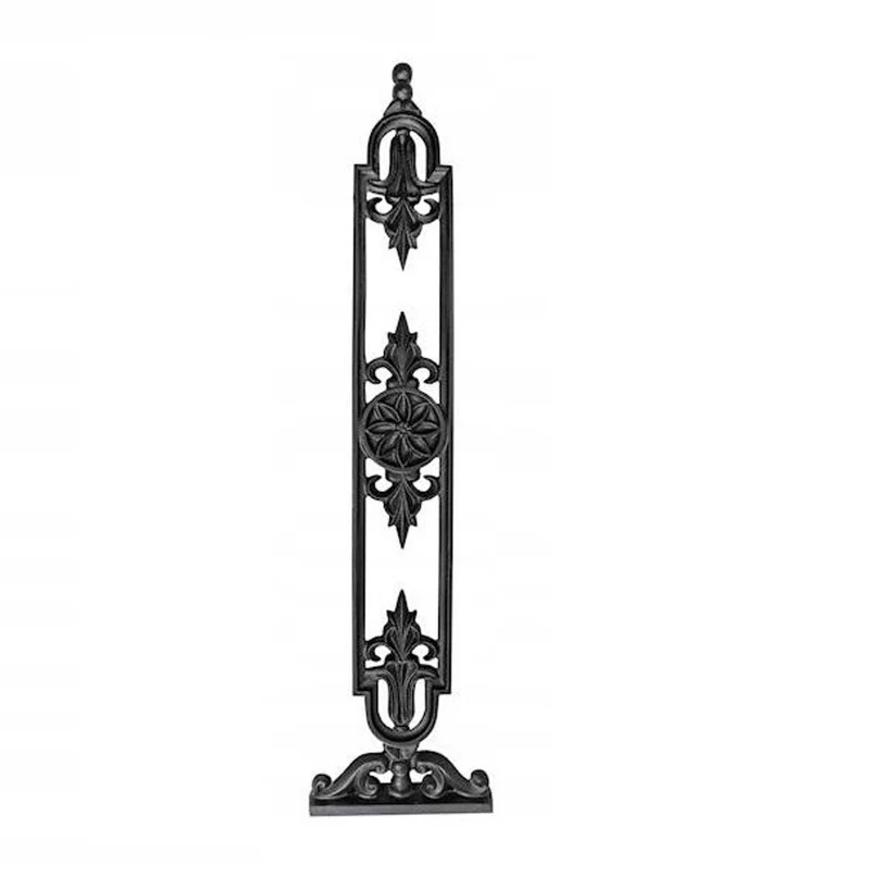 Casa Padrino Gusseisen Geländerstab Schwarz 25 x H. 103 cm - Prunkvoller Treppen Zierstab mit Ornament - Balkon & Treppen Geländer