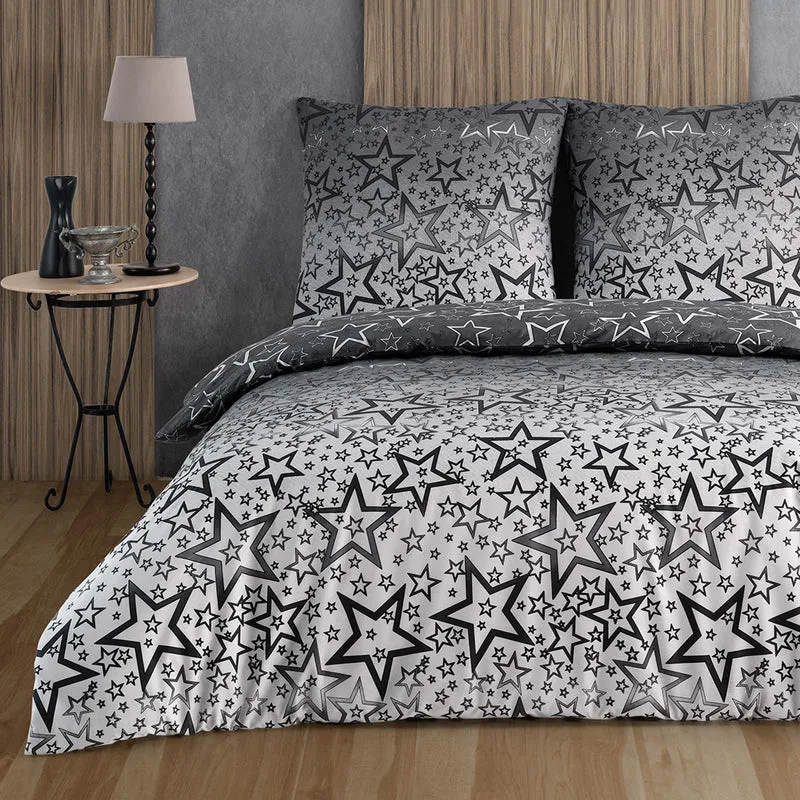 Renforcé Bettwäsche "Miracle Schwarz", 100% Baumwolle, Sterne, 80x80 Kissenbezug