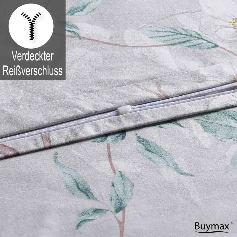 Renforcé Bettwäsche "Laris", 100% Baumwolle, floral, Reißverschluss, 80x80 cm Kissenbezug