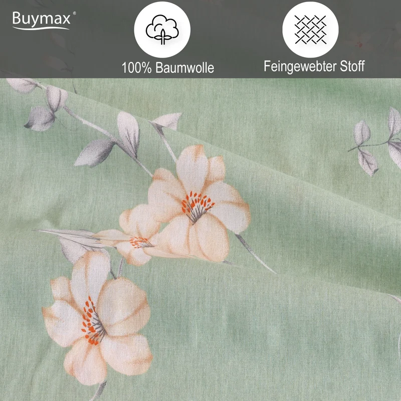 Renforcé Bettwäsche "Aria", 100% Baumwolle, Reißverschluss, 80x80 cm Kissenbezug