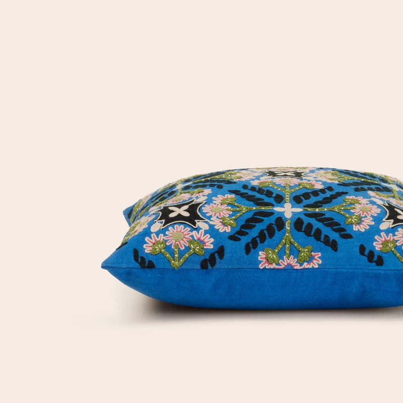 Housse de coussin NAJOUA bleu à coloris multiples