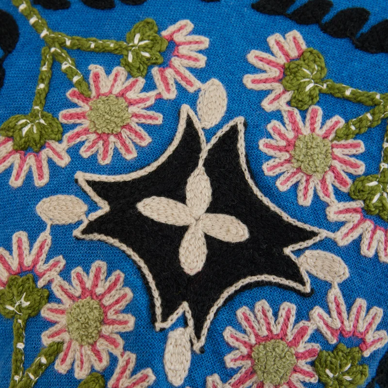 Housse de coussin NAJOUA bleu à coloris multiples