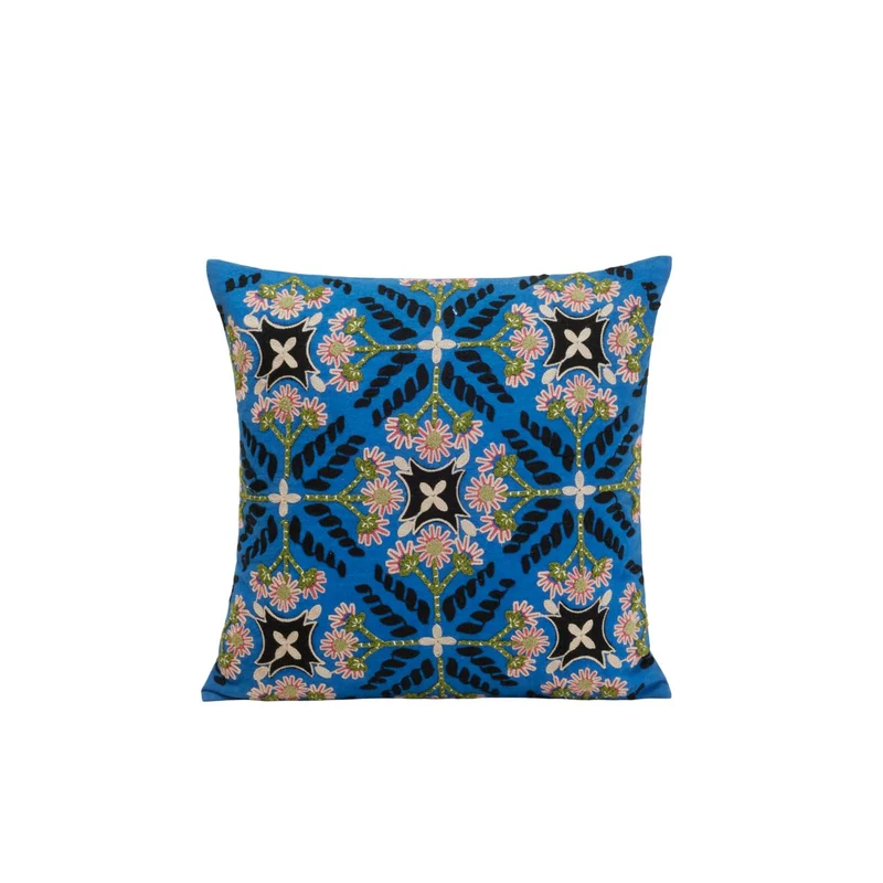 Housse de coussin NAJOUA bleu à coloris multiples
