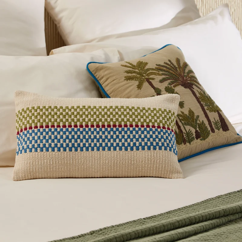 Housse de coussin EMEO vert et bleu