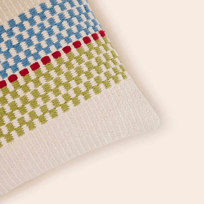 Housse de coussin EMEO vert et bleu