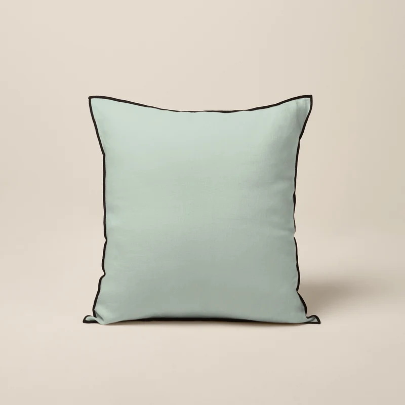 Housse de coussin CARLINA tilleul et bourdon noir