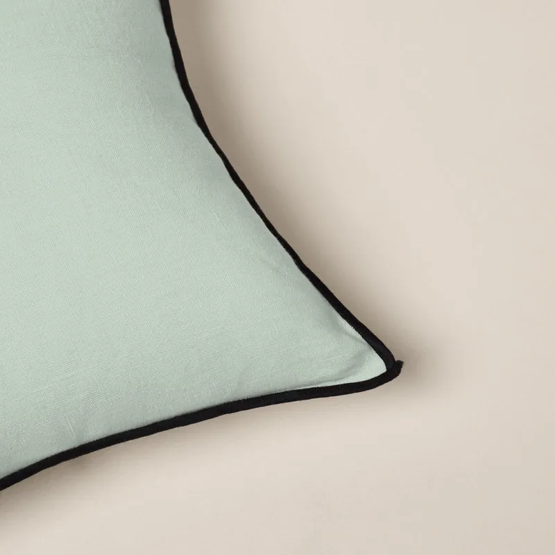Housse de coussin CARLINA tilleul et bourdon noir