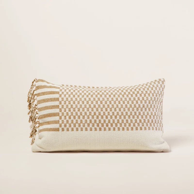 Housse de coussin FARIK ivoire et sépia