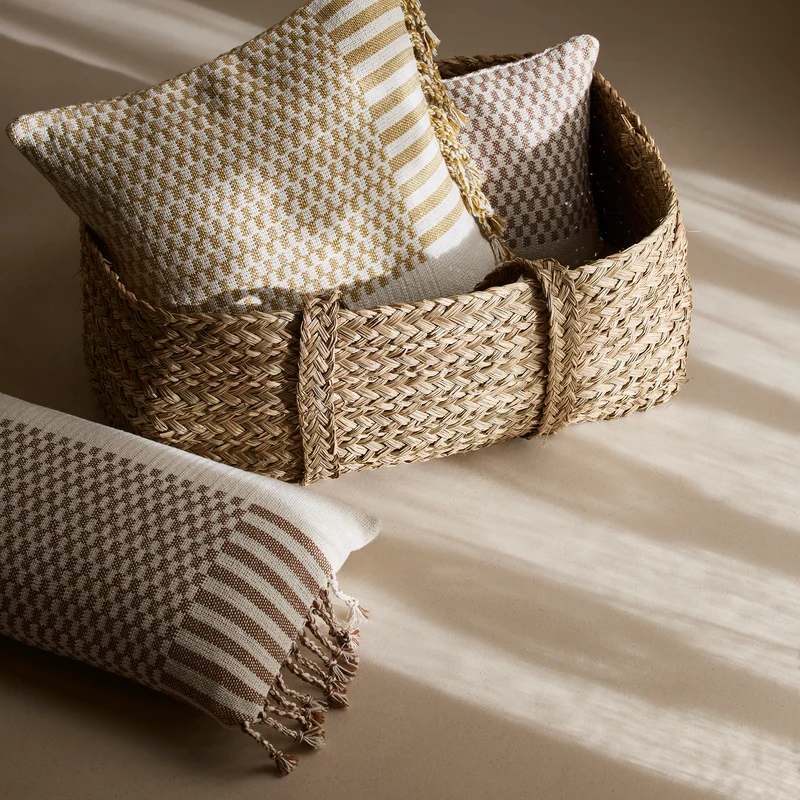Housse de coussin FARIK ivoire et sépia