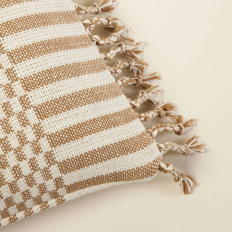 Housse de coussin FARIK ivoire et sépia