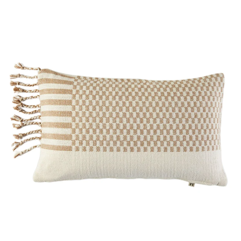 Housse de coussin FARIK ivoire et sépia