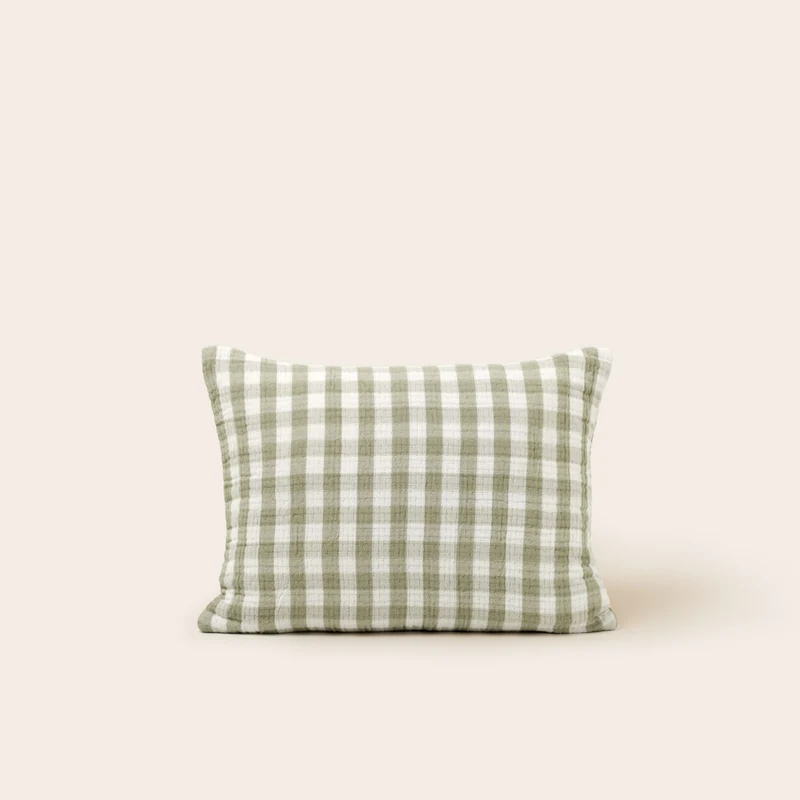 Housse de coussin JEANIE vert olive douce