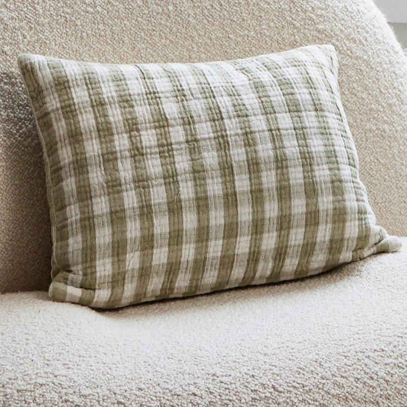 Housse de coussin JEANIE vert olive douce