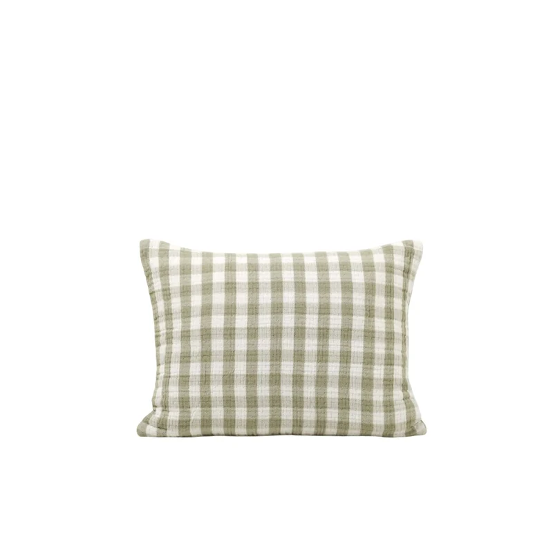 Housse de coussin JEANIE vert olive douce