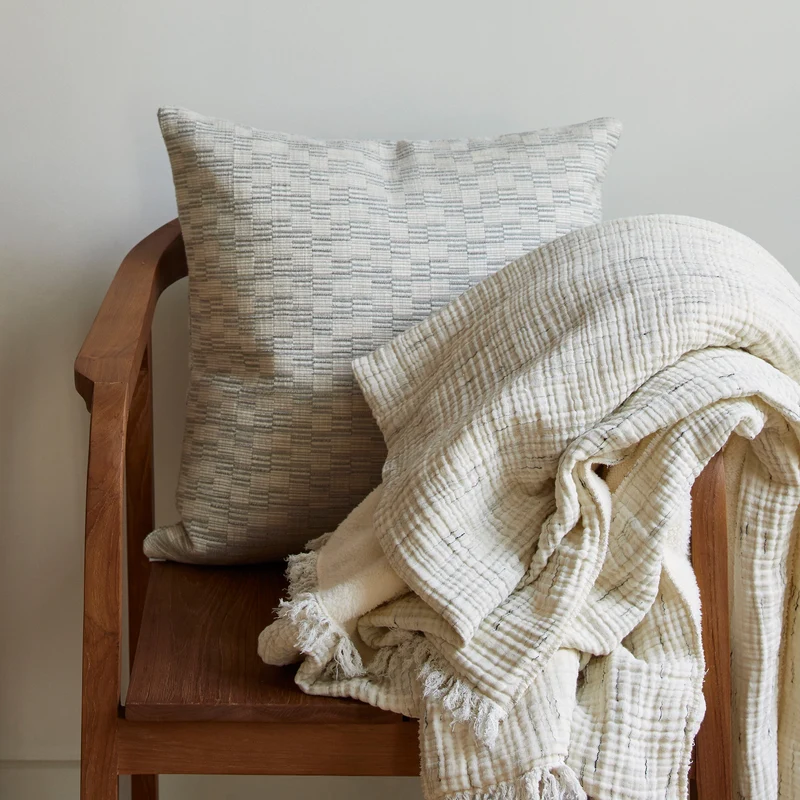 Housse de coussin KAPLAN ivoire et naturel