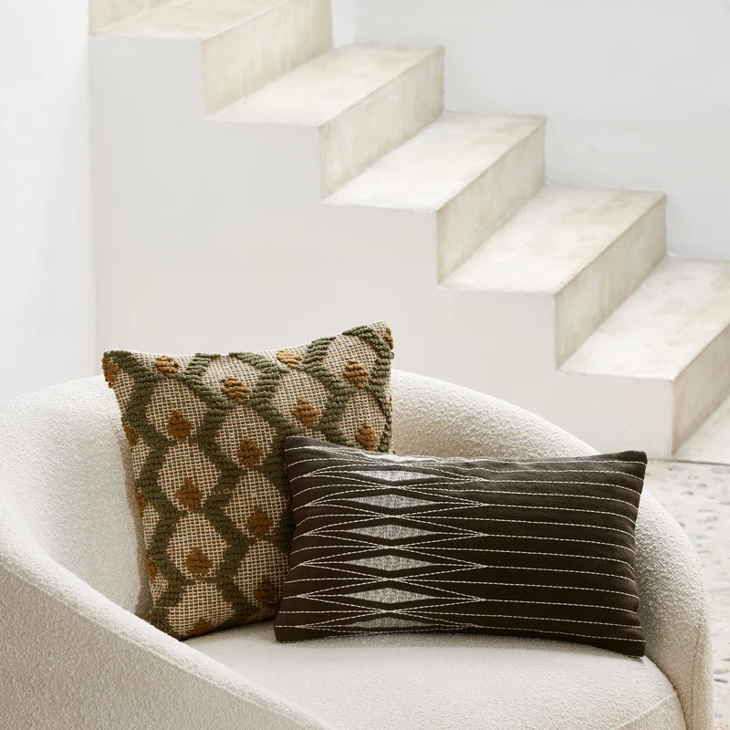 Housse de coussin ESRA olive brune