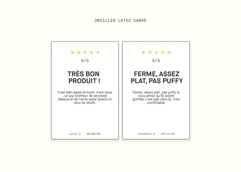Oreiller en latex naturel carré