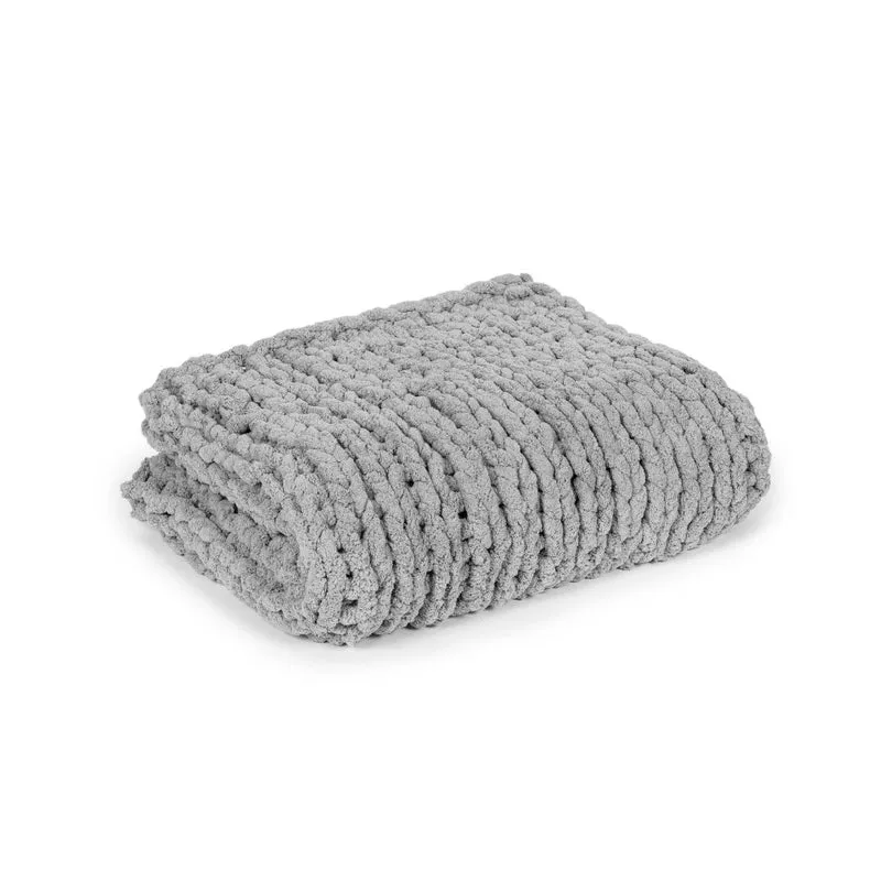 Handgestrickte Chenille Kuscheldecke